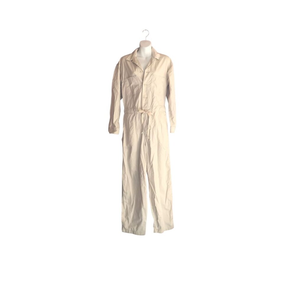 Levi's Cream Button Up Long Sleeve Jumpsuit
